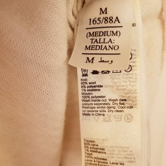 AllSaints Oversize Merino Wool Cream Turtleneck Sweater w Satin Drape Size M - Picture 8 of 11